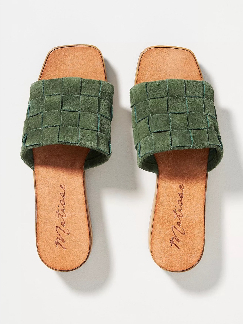 Matisse Hamptons Olive Woven Suede Slide Sandals Size 8 New